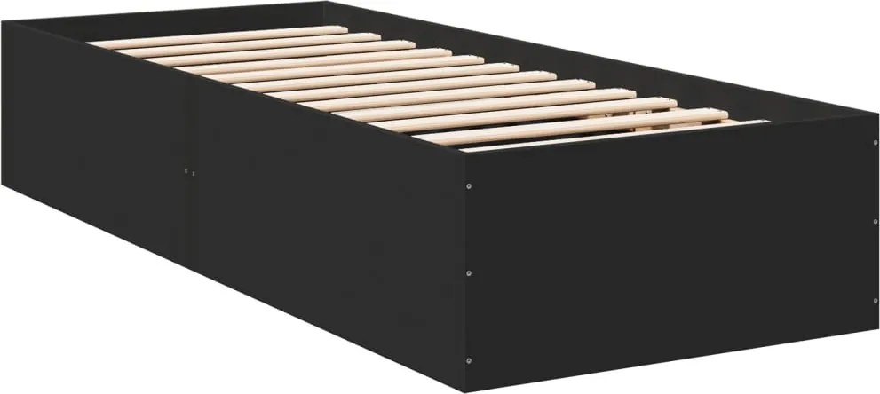 vidaXL Cadru de pat, negru, 90x190 cm, lemn prelucrat