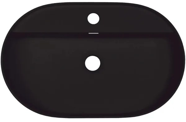 Deante CQS_NU6B - Lavoar SILIA pentru montaj pe blat, 35 x 55 cm, granit/negru, cu orificiu pentru baterie