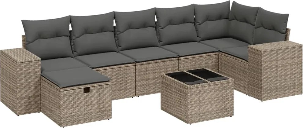 vidaXL Set canapele de grădină cu perne, 8 piese, gri, poliratan