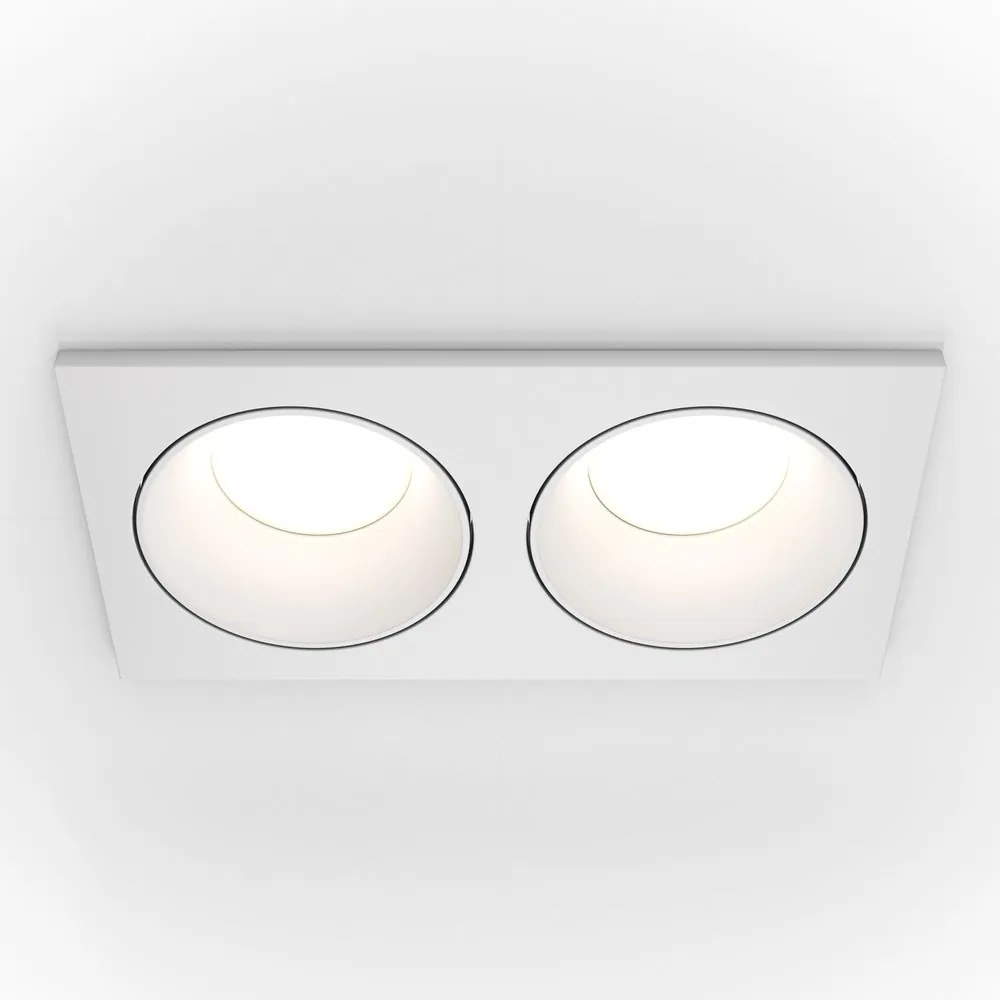 Corp incastrabil cu 2 spoturi design tehnic Zoom alb