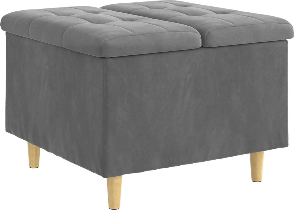 vidaXL Ottomană de depozitare Gri închis 60 x 60 x 45 cm Catifea