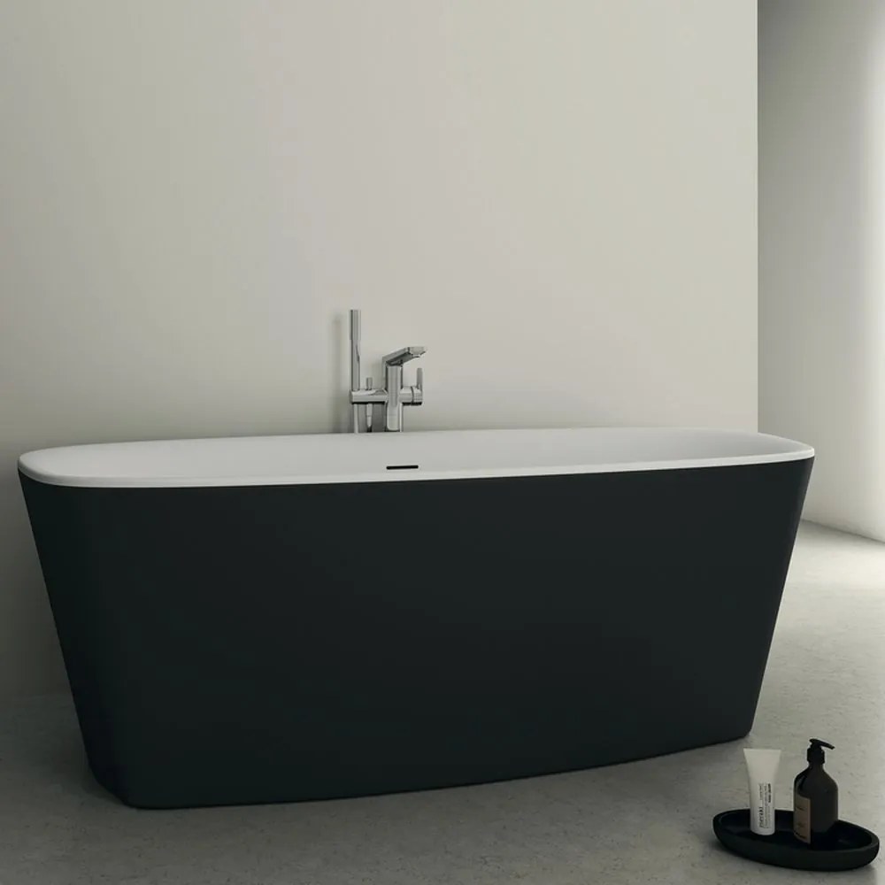 Cada freestanding 170x75 cm, alb mat negru mat