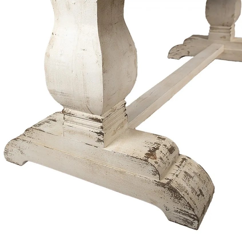 Masă de dining shabby chic, cu finisaj alb antichizat, Belle Époque