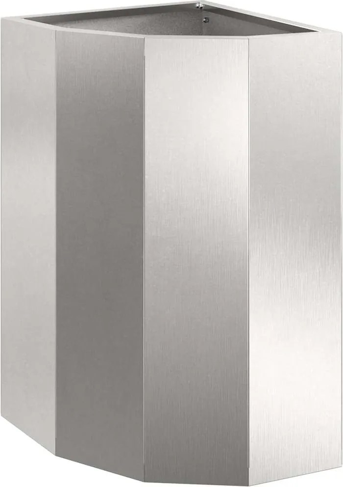 vidaXL Ghiveci de colț Argintiu 30 x 30 x 50 cm Oțel inoxidabil