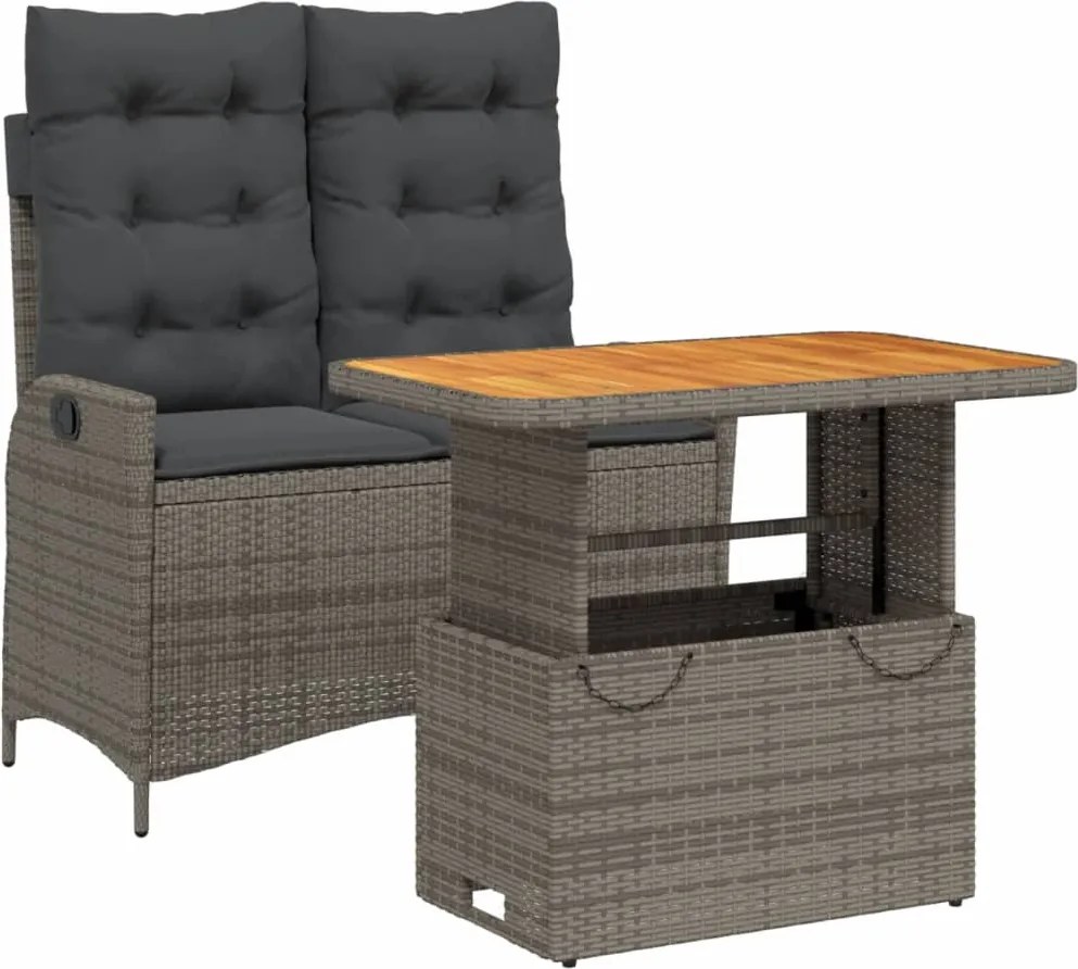 vidaXL Set mobilier de grădină cu perne, 2 piese, gri, poliratan