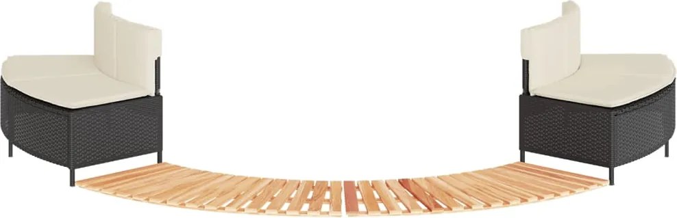 vidaXL Împrejmuire cadă cu hidromasaj, negru, poliratan / lemn acacia