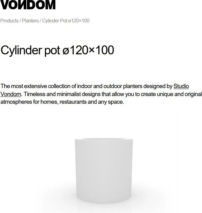 Ghiveci plante design decorativ modern exterior / interior CYLINDER POT 120x100cm