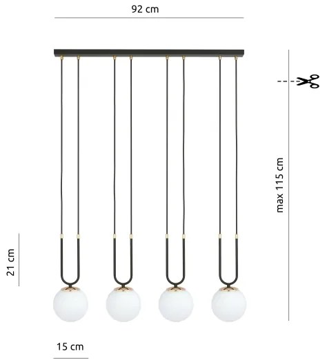 Lustră pe cablu GLAM 4xE14/10W/230V negru