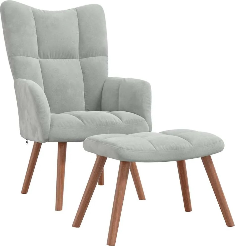 vidaXL Fotoliu de relaxare 2 pcs Gri deschis Catifea