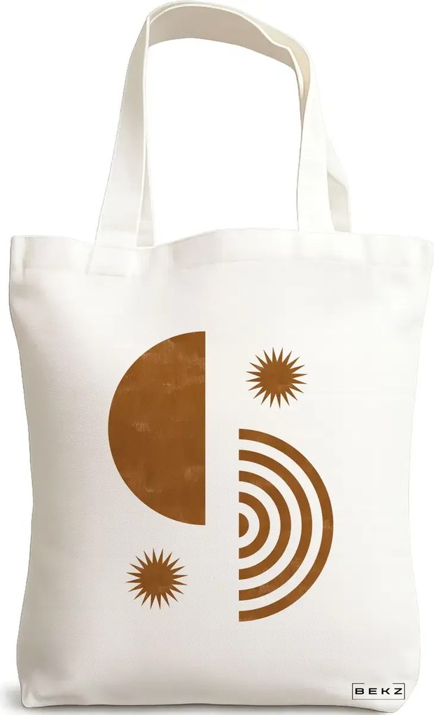 Sacosa de Panza pentru Cumparaturi, Geanta Tote, model Solar Energy, 38x34.5 cm, Alba, BEKZ®