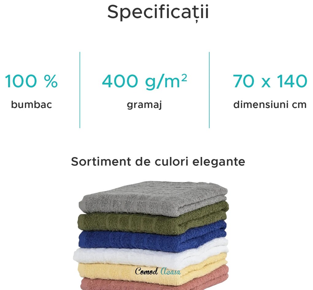 Prosop SOFT 70x140 cm gri deschis, 100% bumbac