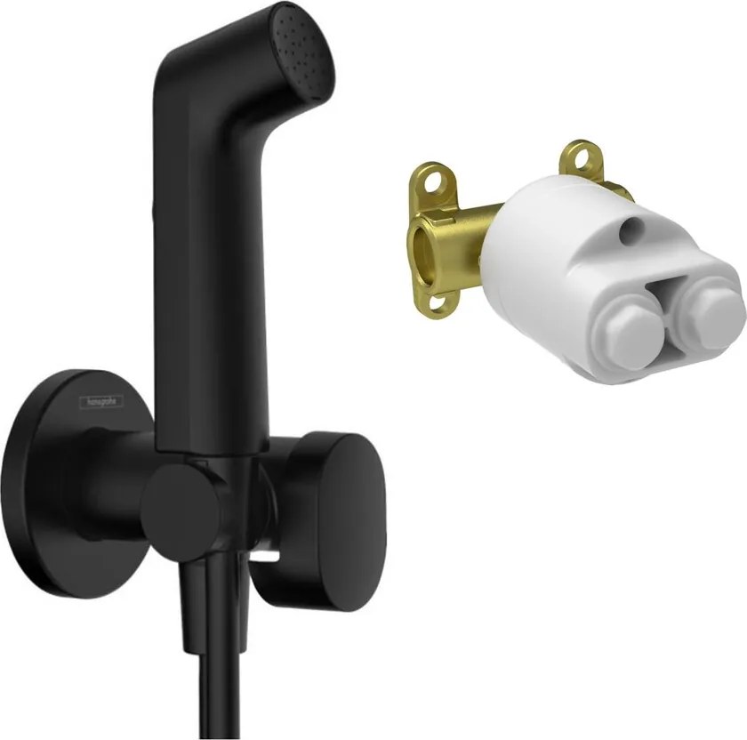 Set dus igienic cu corp ingropat Hansgrohe Bidette S EcoSmart 1 jet negru mat