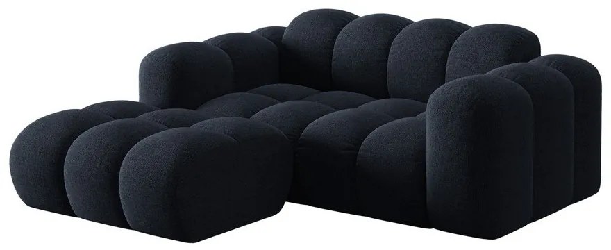 Colțar albastru închis cu tapițerie din chenille (cu colț pe partea stângă/cu șezlong) Treno – Cosmopolitan Design