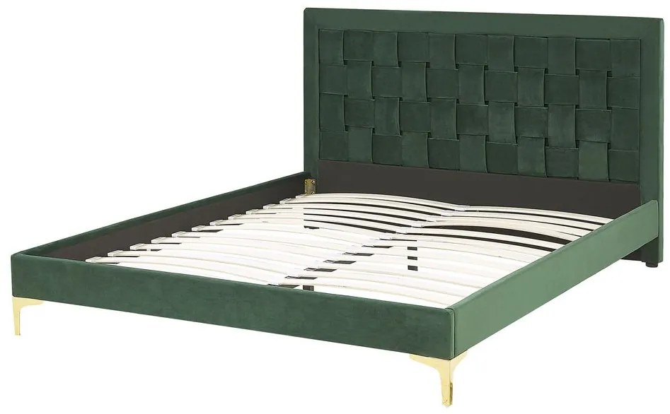 Pat matrimonial 140 cm LIMO (poliester) (verde închis) (cu somieră). 1022886