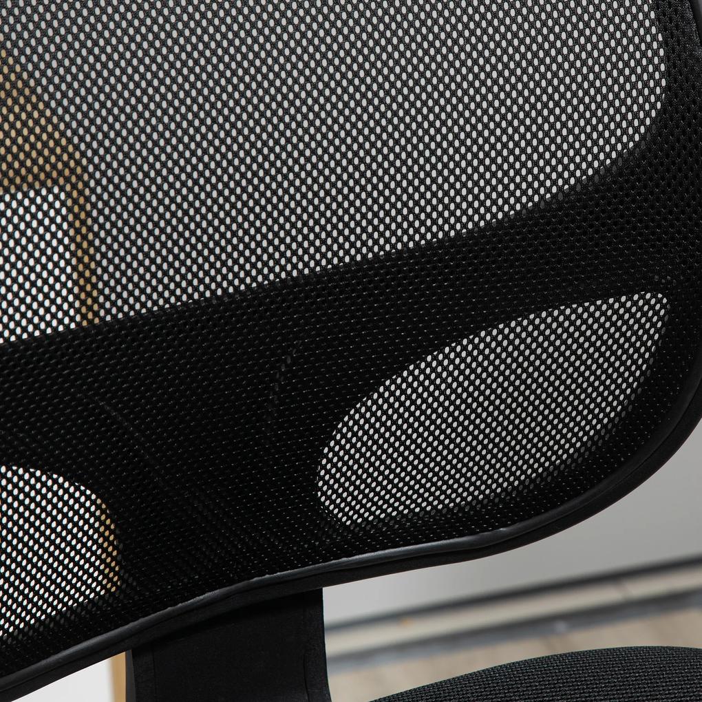 Scaun de birou Vinsetto reglabil pe inaltime cu cotiere, roti pivotante si scaun captusit cu cauciuc spuma, 60x56x110-132cm, negru | Aosom RO