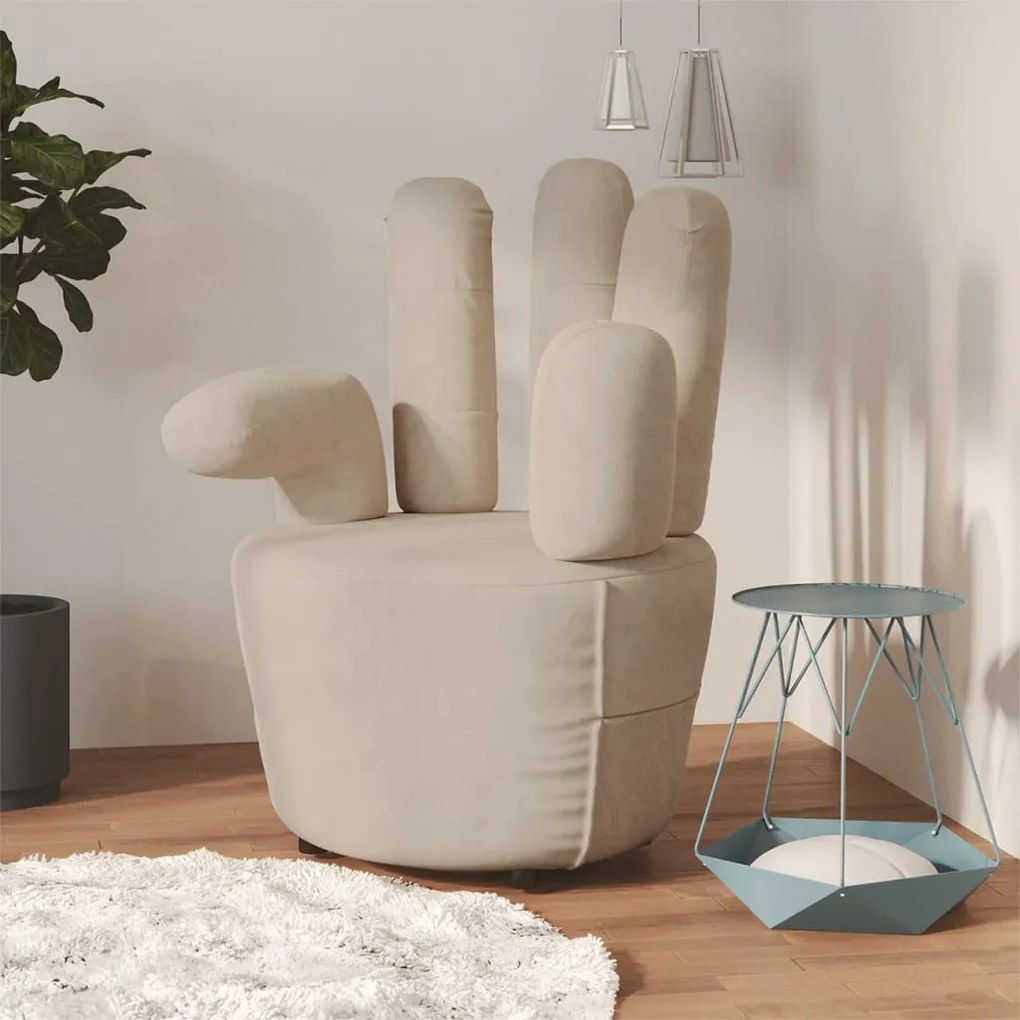335846 vidaXL Scaun model mână, gri deschis, catifea