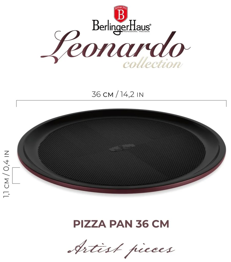 Tava pizza 36 cm Leonardo Berlinger Haus BH 7923, visiniu mat, antiaderenta