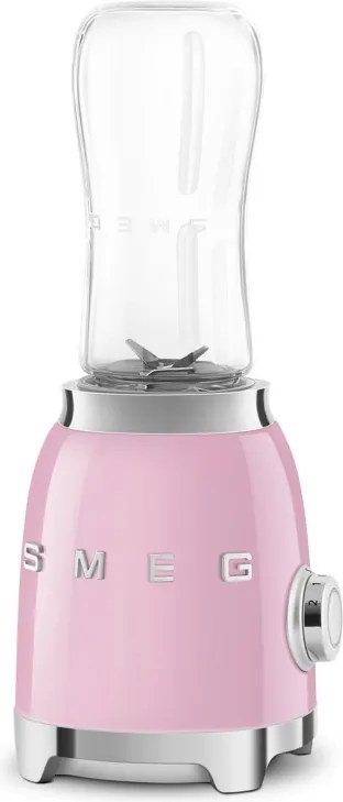 Blender Smeg PBF01PKEU, 300 W, 2 x 600 ml, 20 000–24 000 rpm, Baza antiderapanta, Fara BPA, Otel inoxidabil, Roz