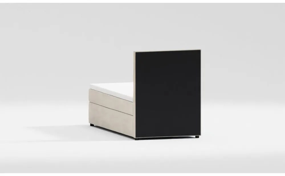 Pat bej tapițat cu spațiu de depozitare cu somieră 90x200 cm Bunny – Ropez