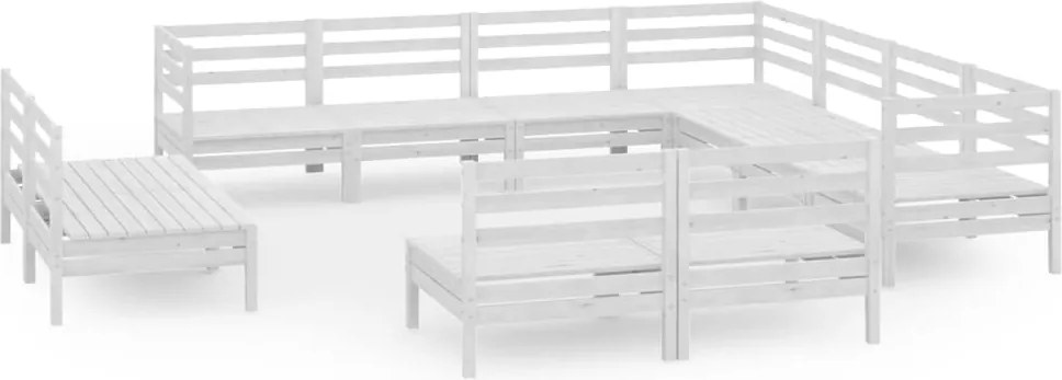 vidaXL Set mobilier de grădină, 11 piese, alb, lemn masiv de pin