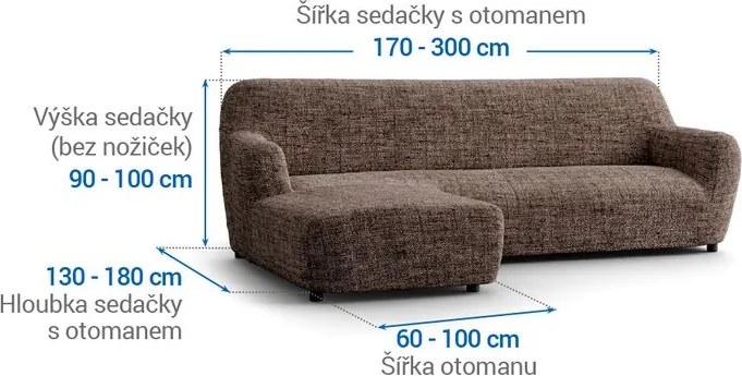 Gaico Huse bielastice VITTORIA maro canapea cu otoman stânga (l. 170 - 300 cm)
