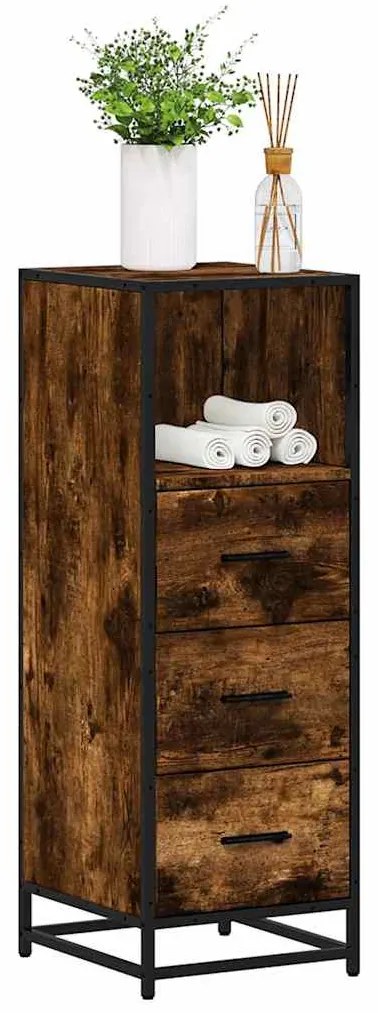 vidaXL Dulap de baie, stejar afumat, 35x37,5x100 cm, lemn prelucrat