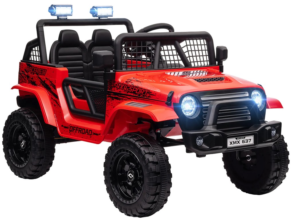 AIYAPLAY Mașină electrică pentru copii cu suspensie moale, control de la distanță, lumini LED, claxon, motoare 12 V, din plastic și metal, roșu | Aosom Romania