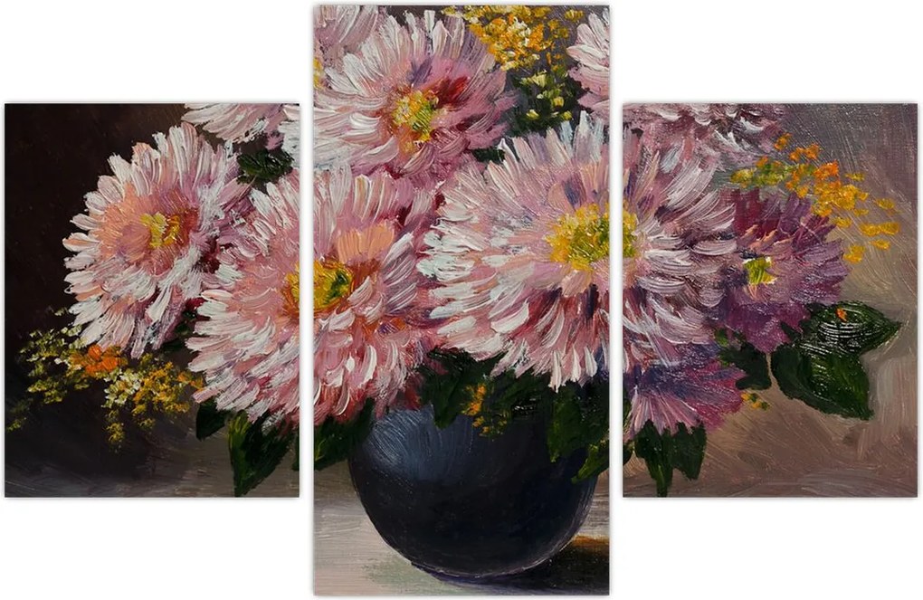 Tablou - Pictură în ulei, flori în vază (90x60 cm)