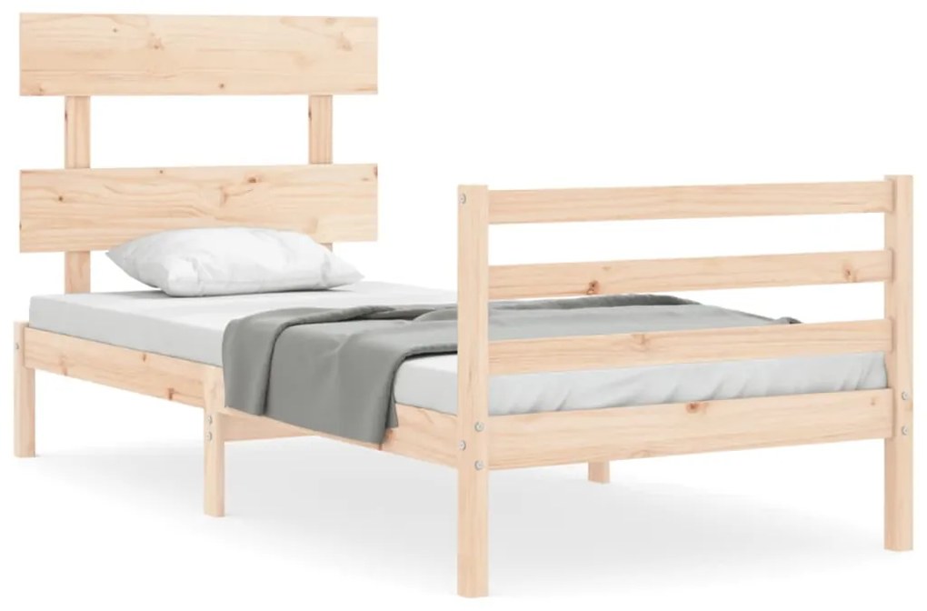 3195051 vidaXL Cadru de pat cu tăblie single mic, lemn masiv