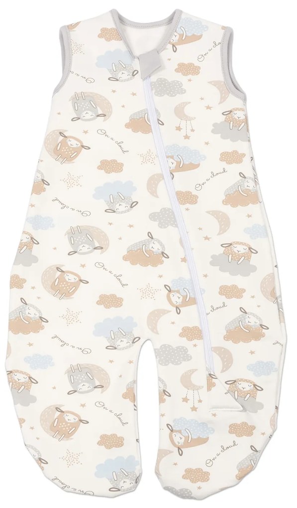 Sac de dormit cu picioare din bumbac flausat Kidizi Rolly 0-3 luni On a Cloud Pastel