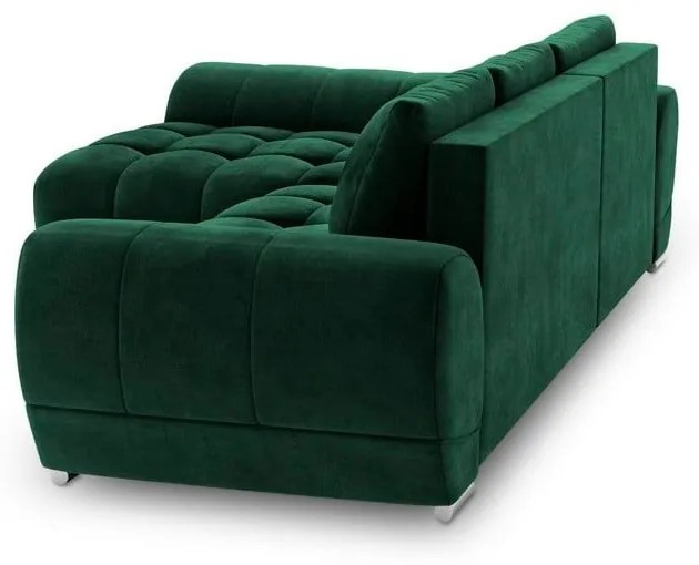 Colțar extensibil cu tapițerie de catifea și șezlong pe partea stângă Windsor & Co Sofas Nuage, verde smarald
