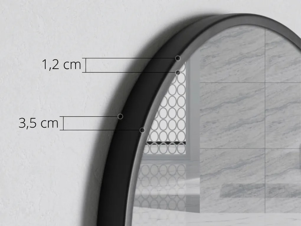 Oglinda neagra rotunda cu raft BREDO Ø 60 cm