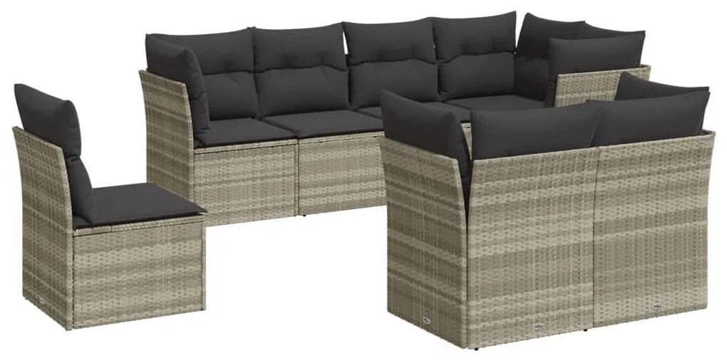 3217932 vidaXL Set mobilier de grădină cu perne, 8 piese gri deschis poliratan