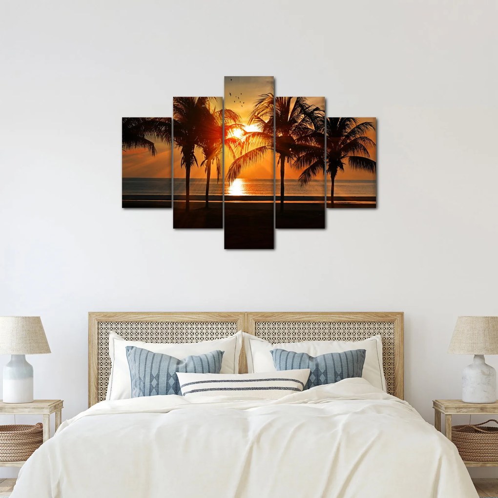 Tablou cu palmier în apus de soare (150x105 cm)