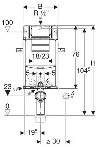 Rezervor incastrat Geberit Sigma cu cadru Kombifix pentru wc suspendat 108 cm