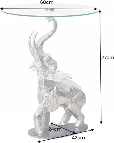 Masuta auxiliara design unicat Elephant 75cm argintiu