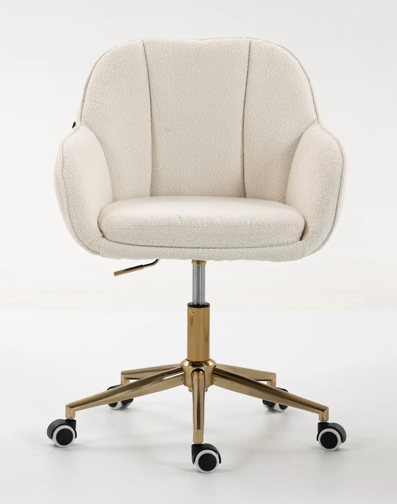 HR2055K Scaun Crem din Boucle cu Bază Aurie