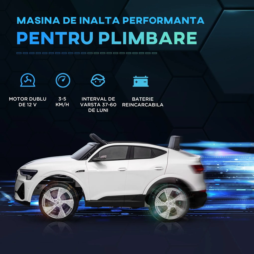 Masina sport electrica pentru copii , motor 12V pentru 3-5 ani, Alba HOMCOM | Aosom Romania