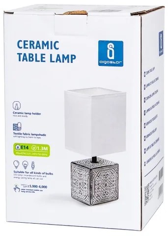 Lampă de masă 1xE14/40W/230V gri/albă Aigostar