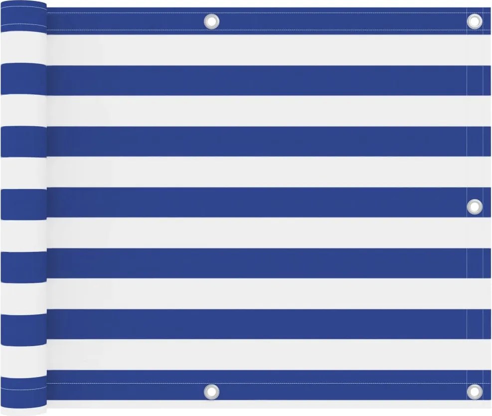 vidaXL Paravan de balcon, alb și albastru, 75 x 400 cm țesătură oxford