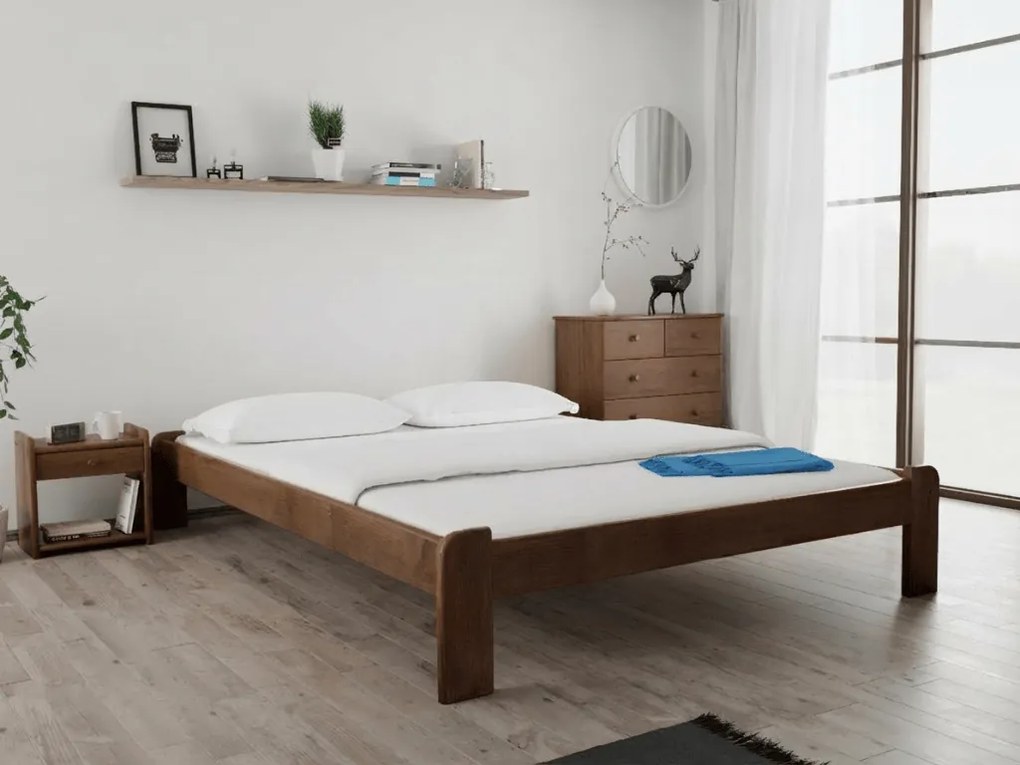 Pat ADA 140x200 cm stejar Saltele: Cu saltele Deluxe 10 cm, Somiera pat: Fara somiera