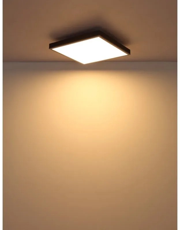 Plafoniera LED aluminiu argintiu, MDF gri DORO 45x45cm