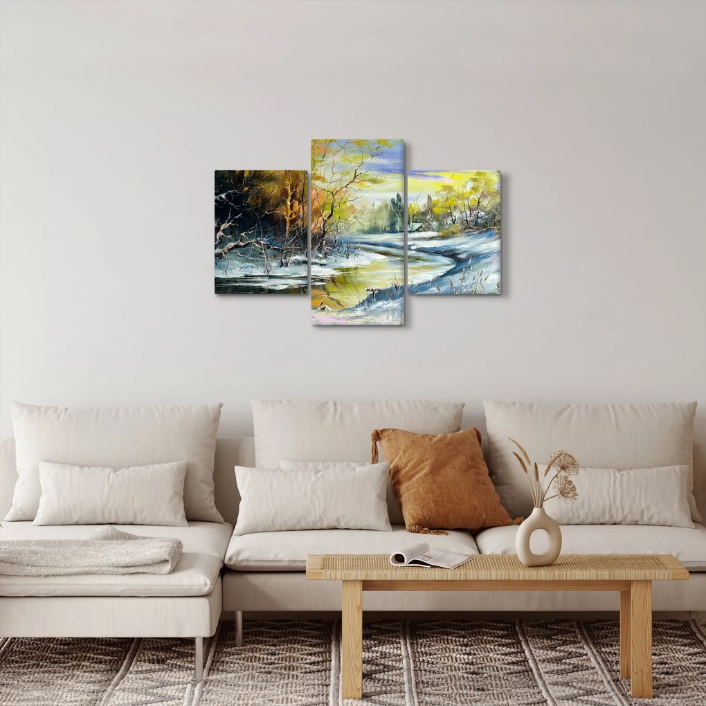 Tablou - Râu de iarnă, pictură în ulei (90x60 cm)