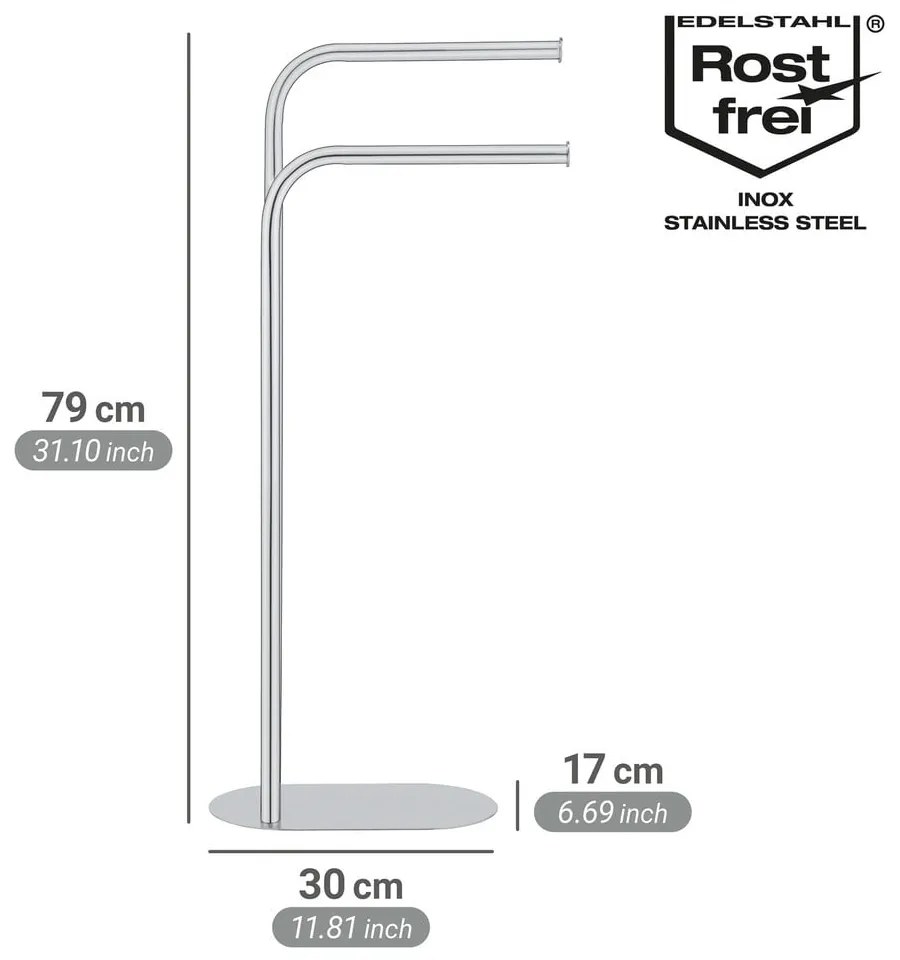 Suport pentru prosoape argintiu lucios din oțel inoxidabil Levante – Wenko