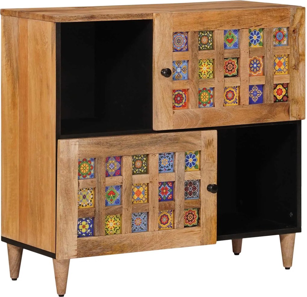 vidaXL Bufet cu ușă natural 80 x 33,5 x 75 cm Lemn de mango solid