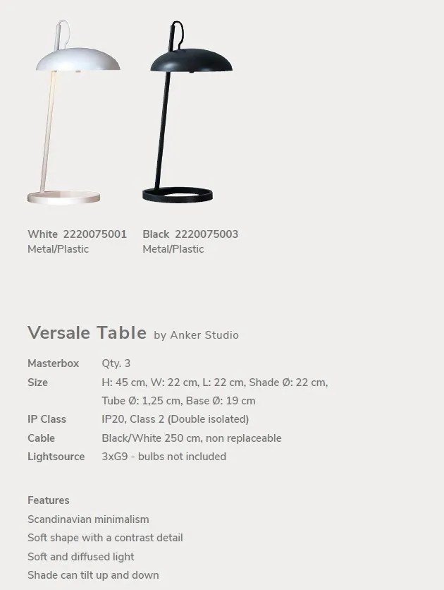 Veioza, lampa de masa design modern VERSALE alb