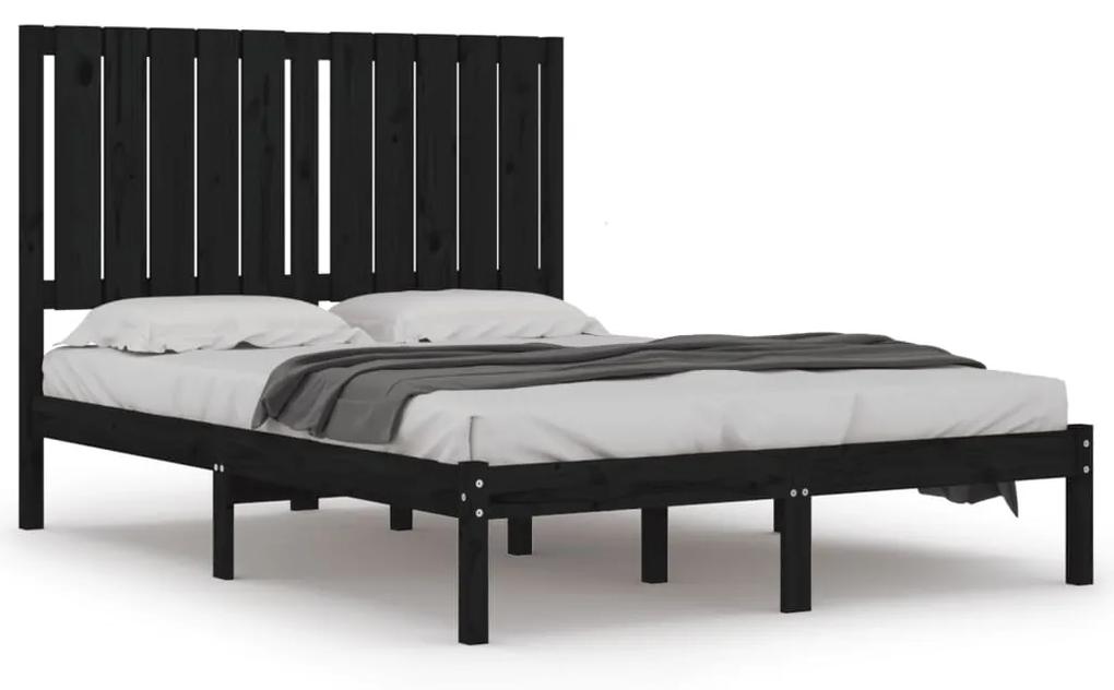 3104387 vidaXL Cadru de pat mic dublu, negru, 120x190 cm, lemn masiv
