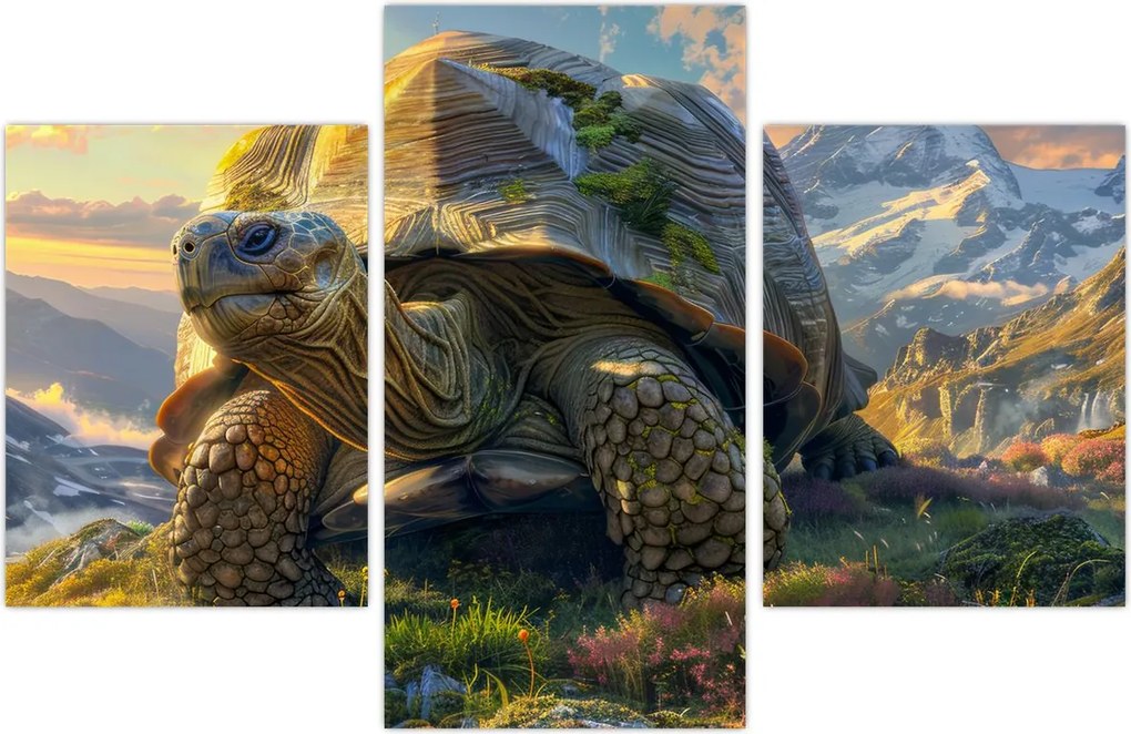 Tablou - Țestoasă și peisaj montan (90x60 cm)