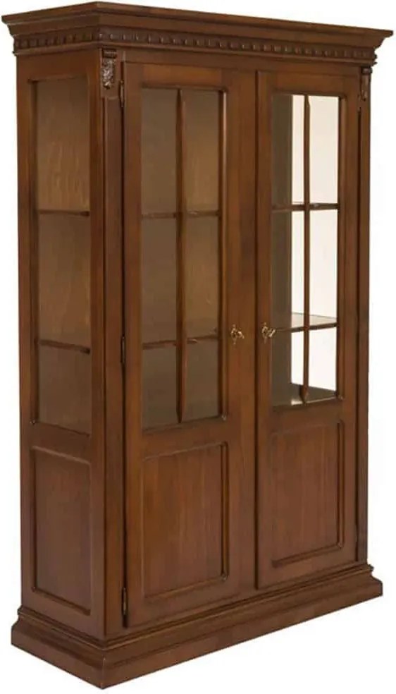 Vitrină lemn masiv Bernhard, 122 × 48 × 194 cm