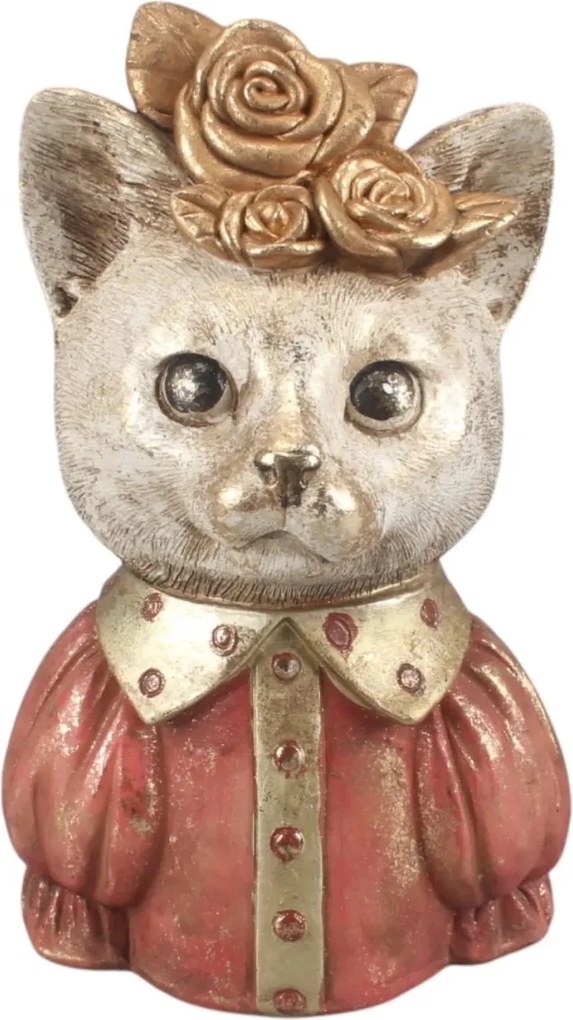 Statuetă decorativă din polirășină, multicolor, bust de pisică, 17 x 11 x 9 cm, „Minou”